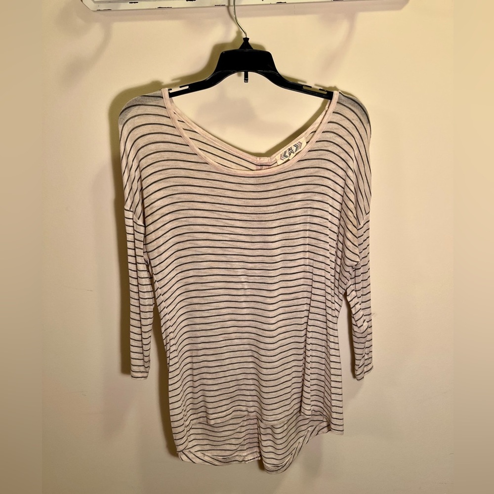 Cream and grey stripped tunic